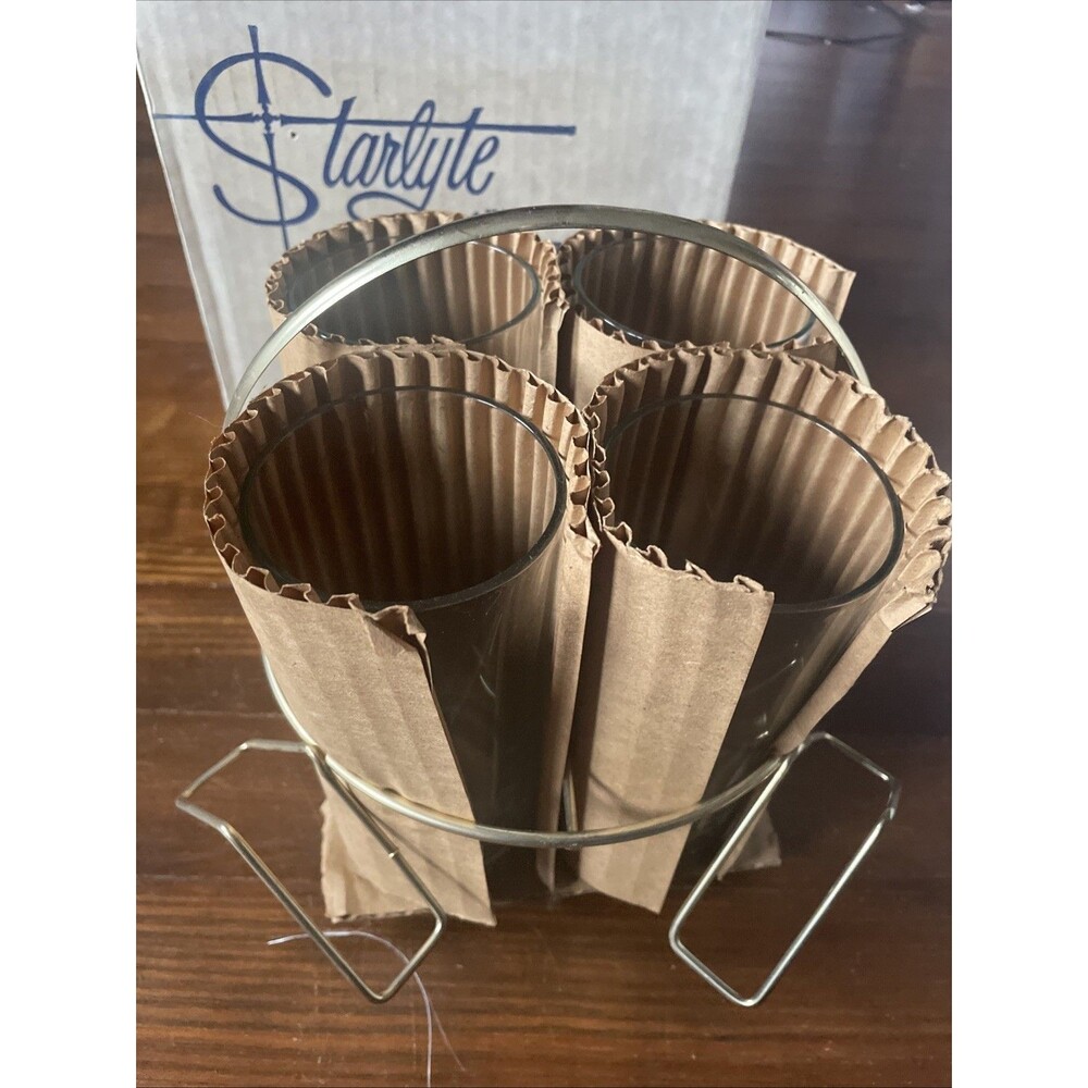 Vtg Culver Starlyte Set Caddy Highball Glasses & Rack New in Box